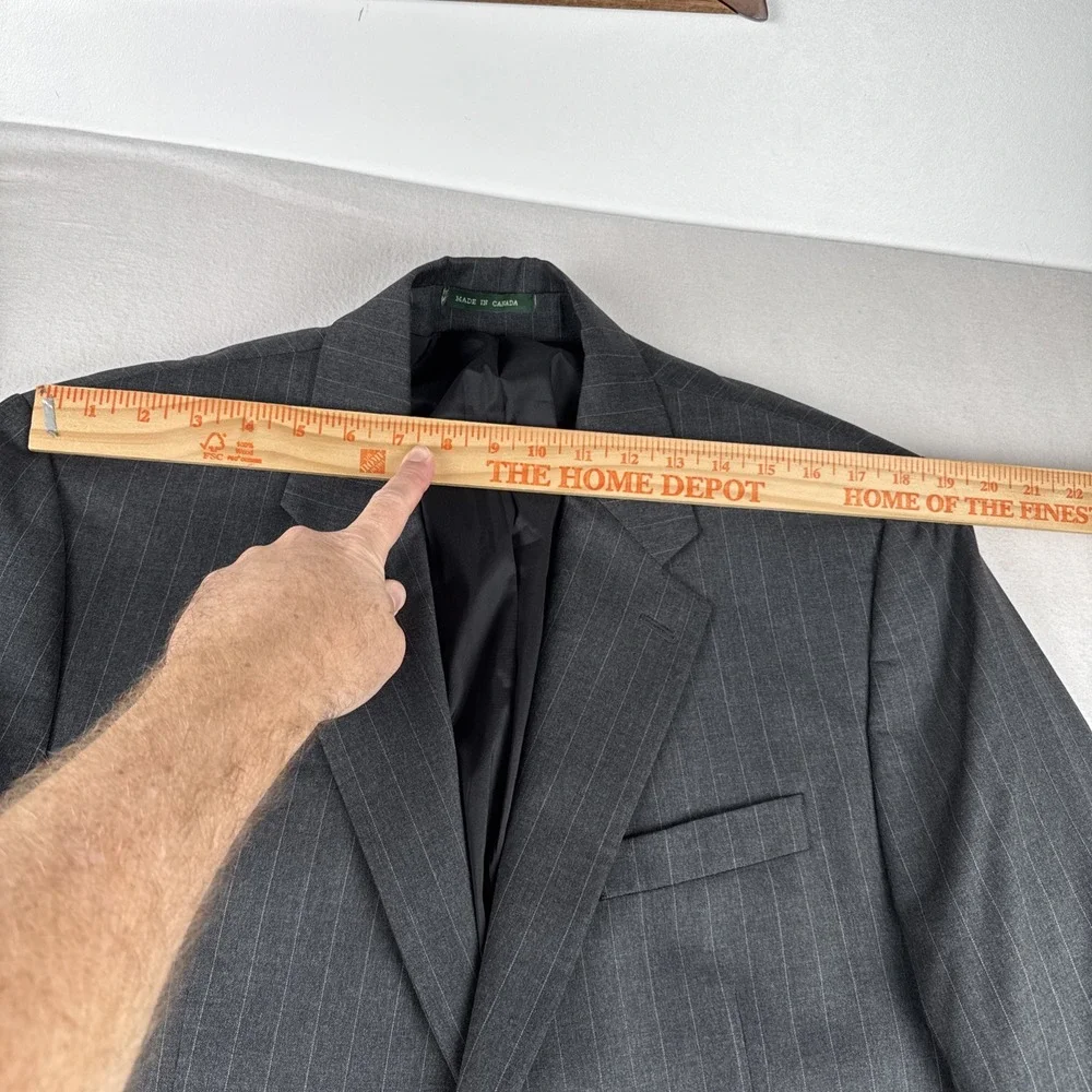 Lauren Ralph Lauren Mens Dark Gray Chalkstripe 2-Piece Suit 42L, 34*30 Wool